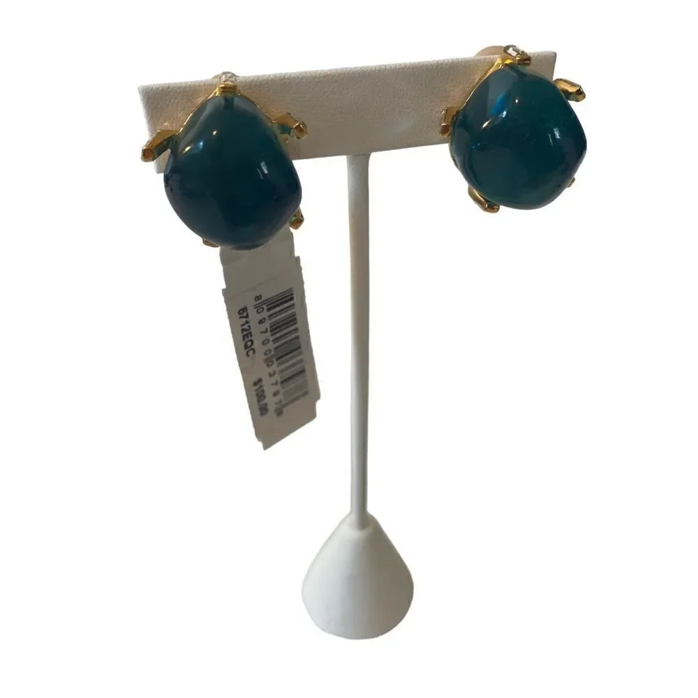 Kenneth Jay Lane Couture Collection Ocean Blue & Yellow Gold Toned Clips. - Picture 2 of 7